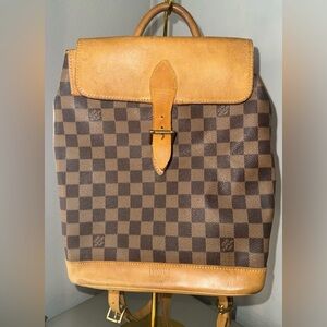 Louis Vuitton Brown and Tan Checkered Backpack